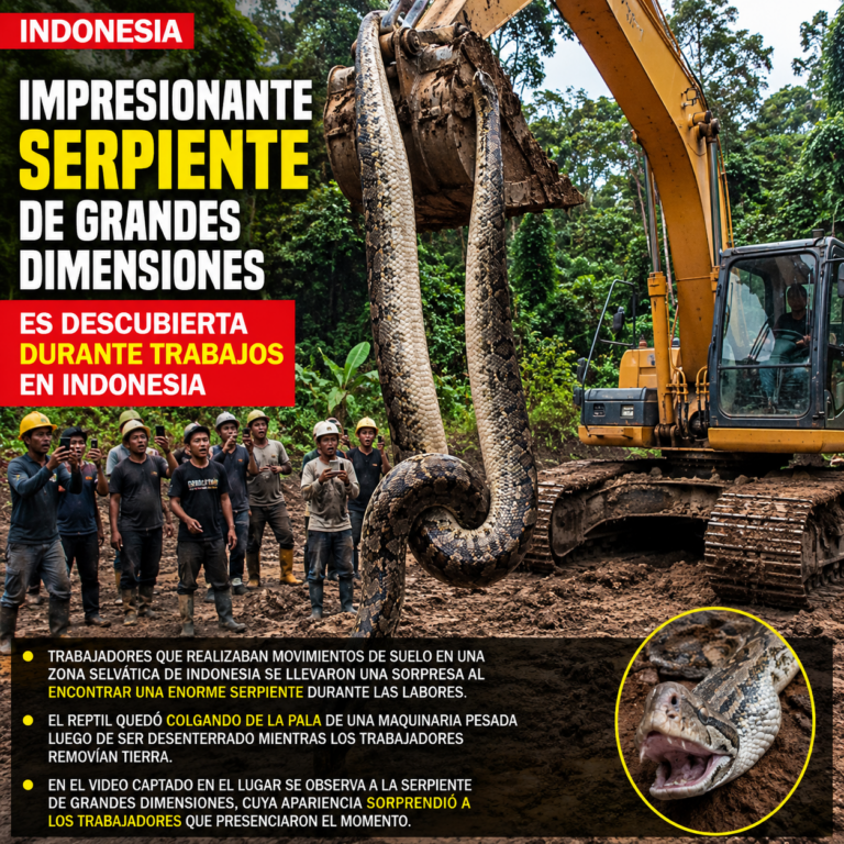 IMPRESIONANTE SERPIENTE DE GRANDES DIMENSIONES ES DESCUBIERTA DURANTE TRABAJOS EN INDONESIA