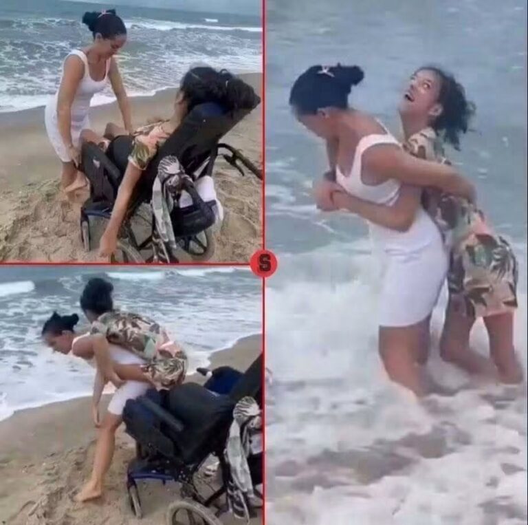 Llevó a su hija con discapacidad a la playa y unas olas cambiaron el momento para siempre